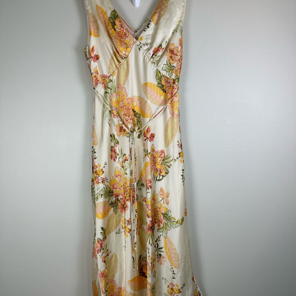 Floral Cream Maxi Dress with Yellow & Pink Accents Babydoll Y2K